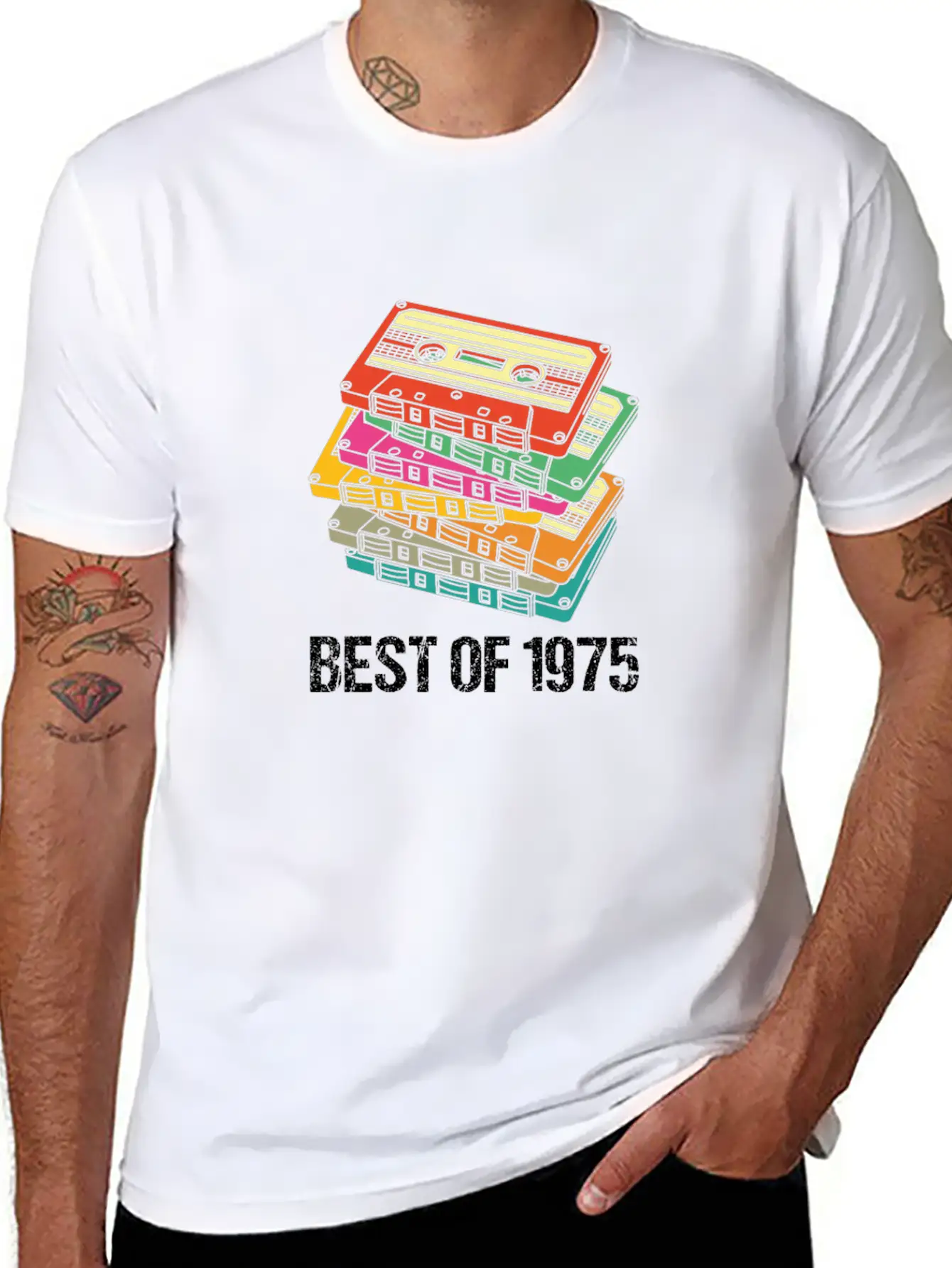 45th Birthday Best Of 1975 Cassette Tape Vintage Breathable Soft Cotton T-Shirt – Timeless Casual Look