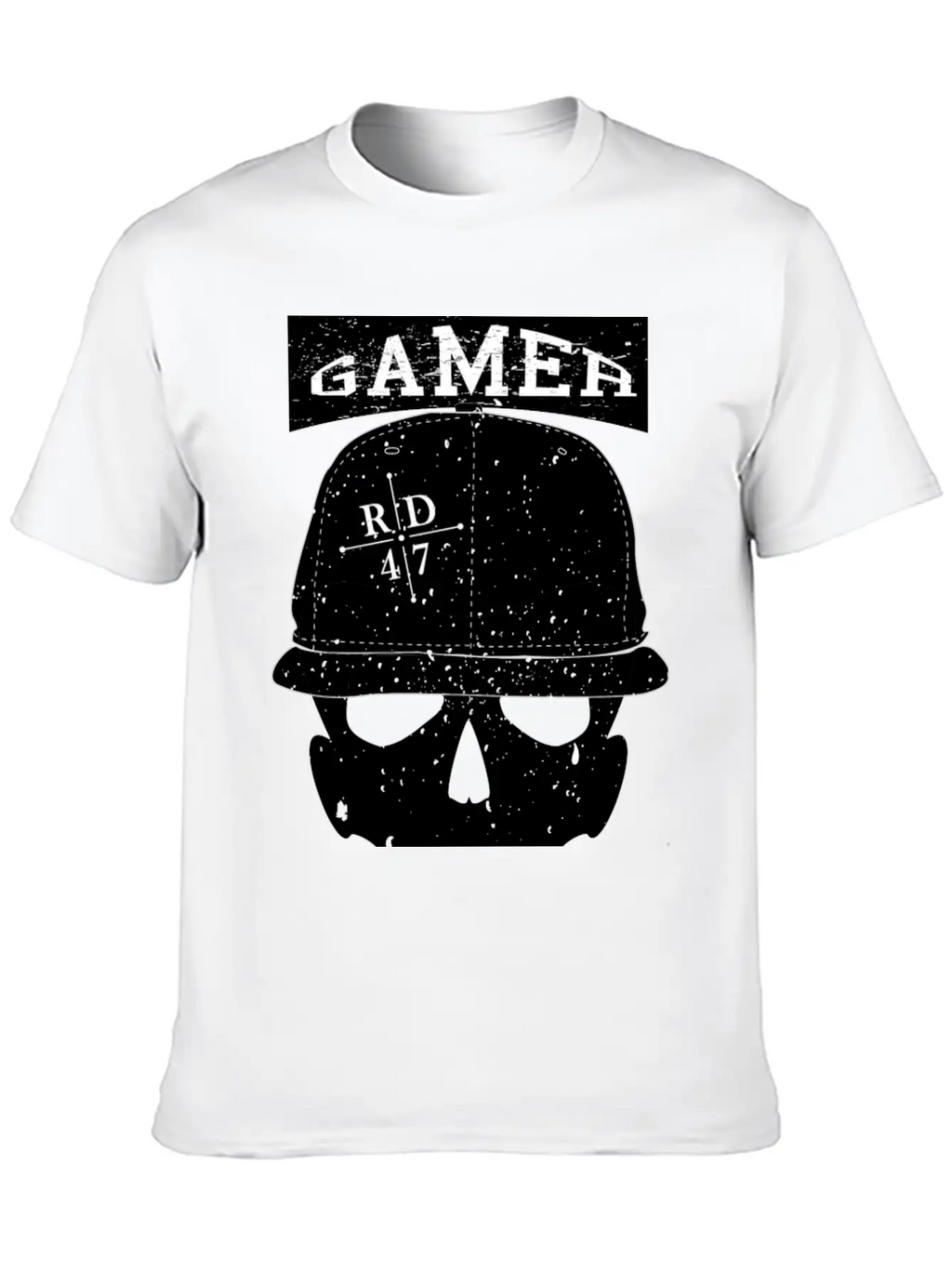 47 Vintage Gamer Basecap Skull Unisex Short Sleeve Soft Cotton T-Shirt – Casual Everyday Wear