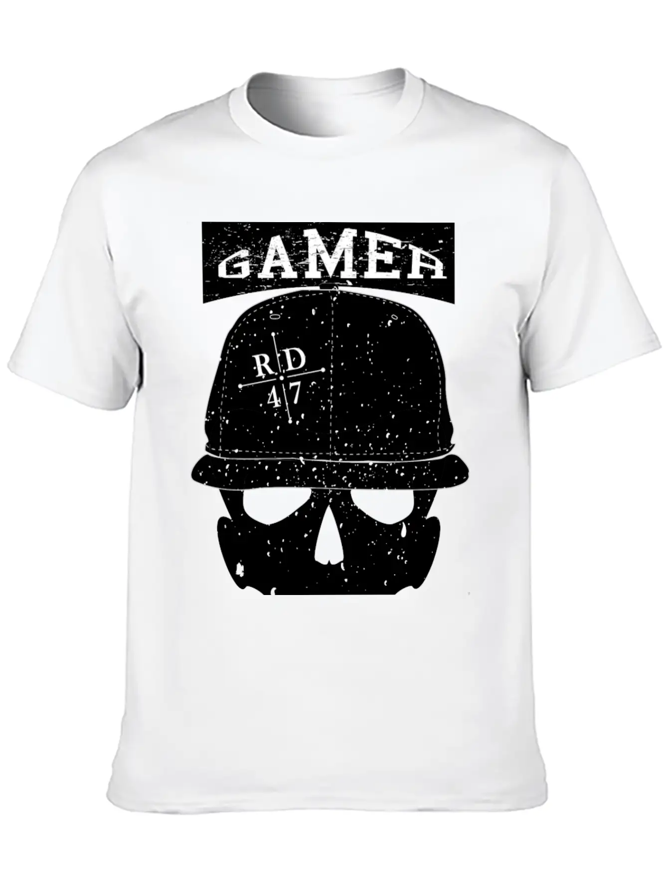 47 Vintage Gamer Basecap Skull Unisex Short Sleeve Soft Cotton T-Shirt – Casual Everyday Wear