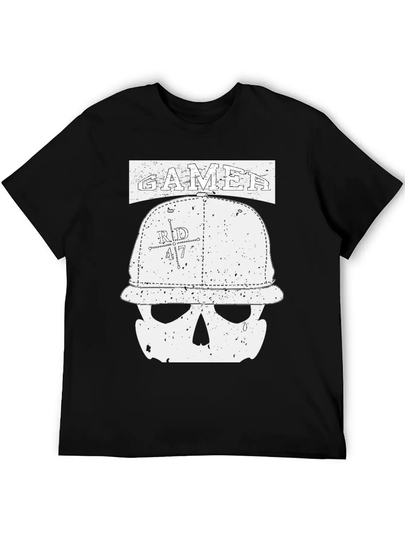 47 Vintage Gamer Basecap Skull Unisex Short Sleeve Soft Cotton T-Shirt – Casual Everyday Wear