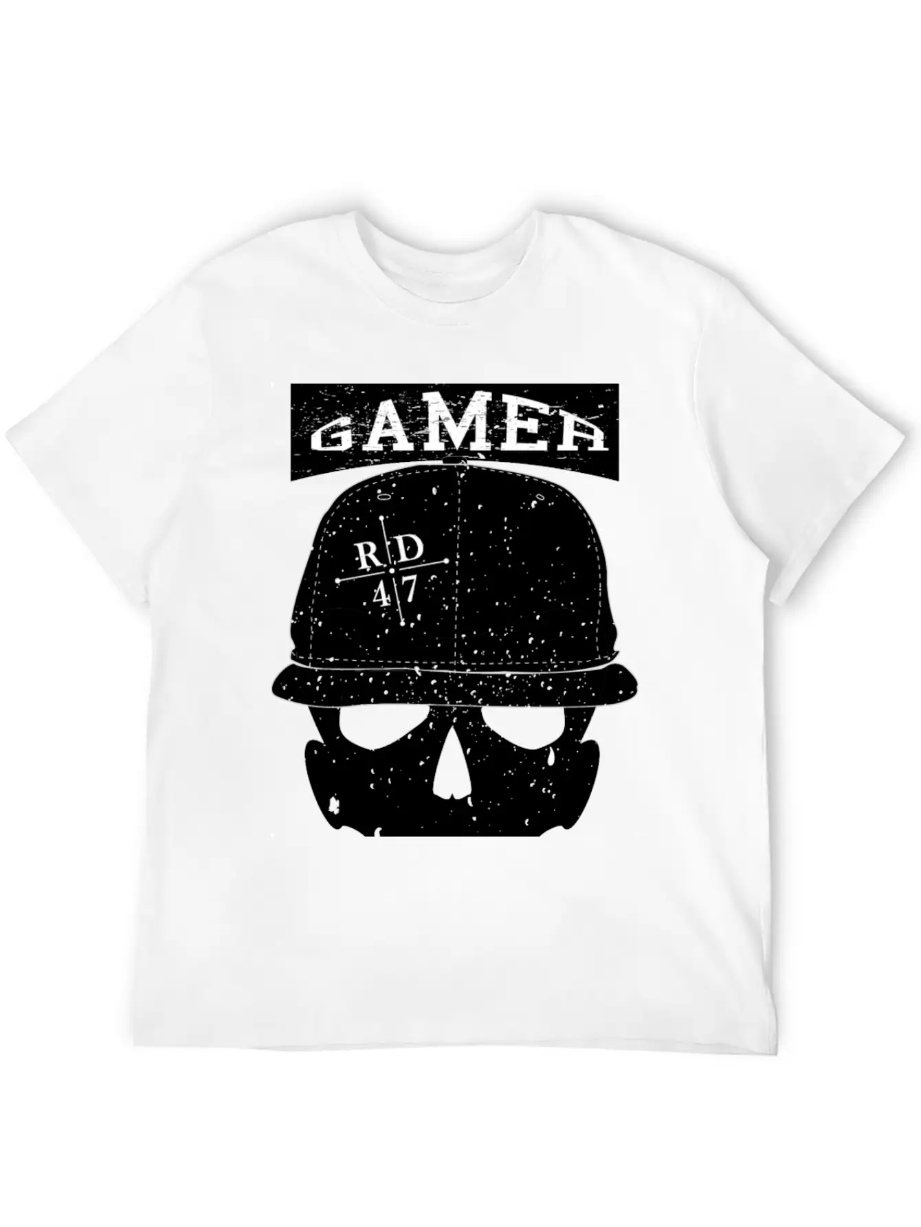47 Vintage Gamer Basecap Skull Unisex Short Sleeve Soft Cotton T-Shirt – Casual Everyday Wear