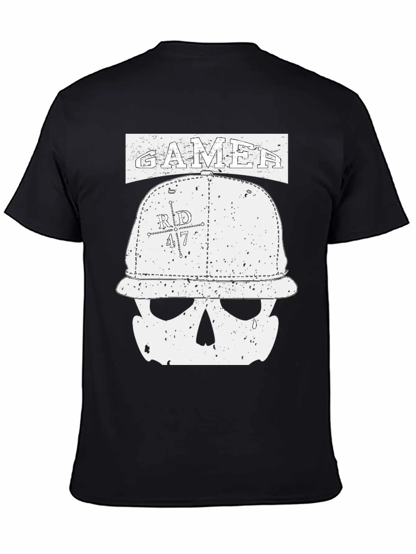 47 Vintage Gamer Basecap Skull Unisex Short Sleeve Soft Cotton T-Shirt – Casual Everyday Wear