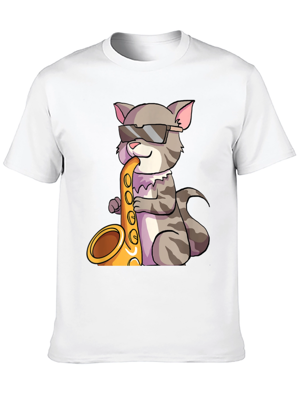 Cool Cat Saxophone Graphic Tee - Black