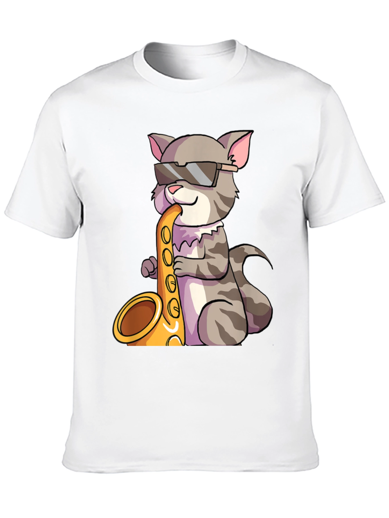 Cool Cat Saxophone Graphic Tee - Black