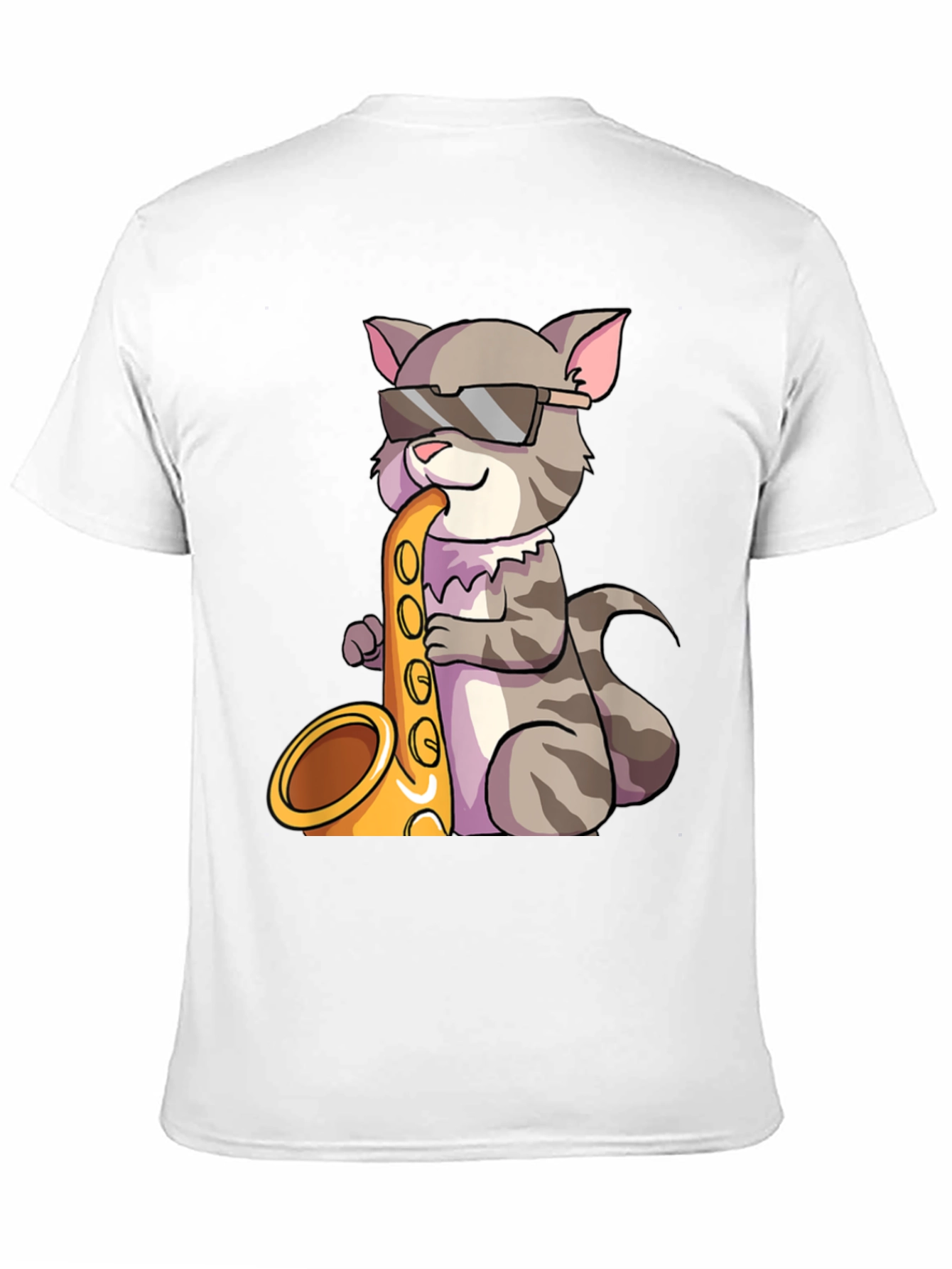 Cool Cat Saxophone Graphic Tee - Black