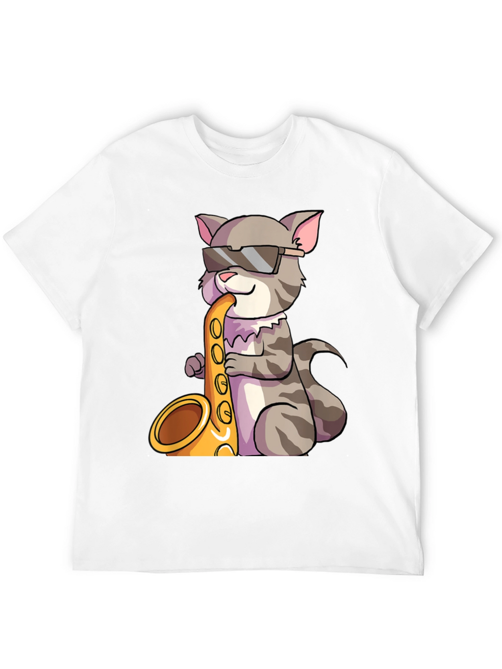 Cool Cat Saxophone Graphic Tee - Black