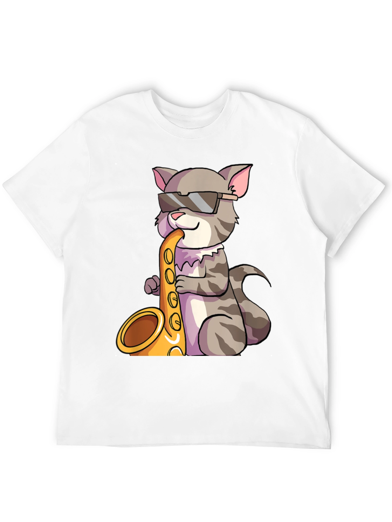 Cool Cat Saxophone Graphic Tee - Black