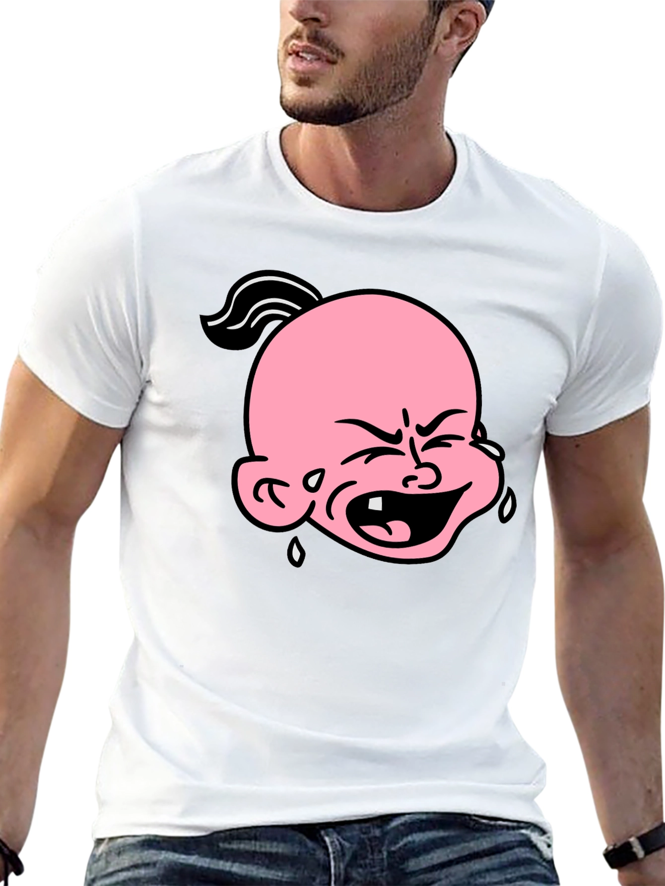 Cartoon Crying Baby T-Shirt - Black Graphic Tee