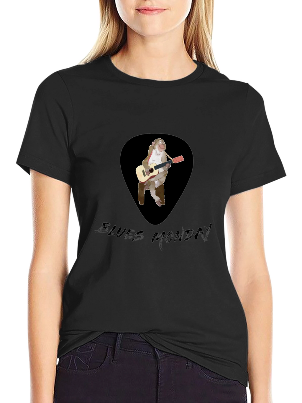 Blues Monkey Guitarist Black T-Shirt