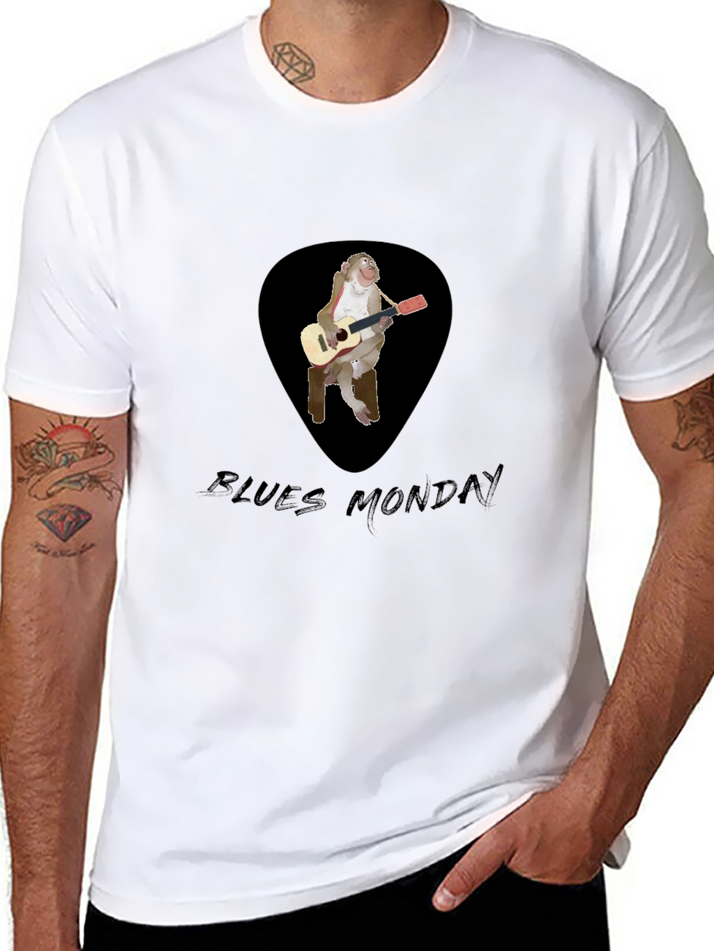 Blues Monkey Guitarist Black T-Shirt
