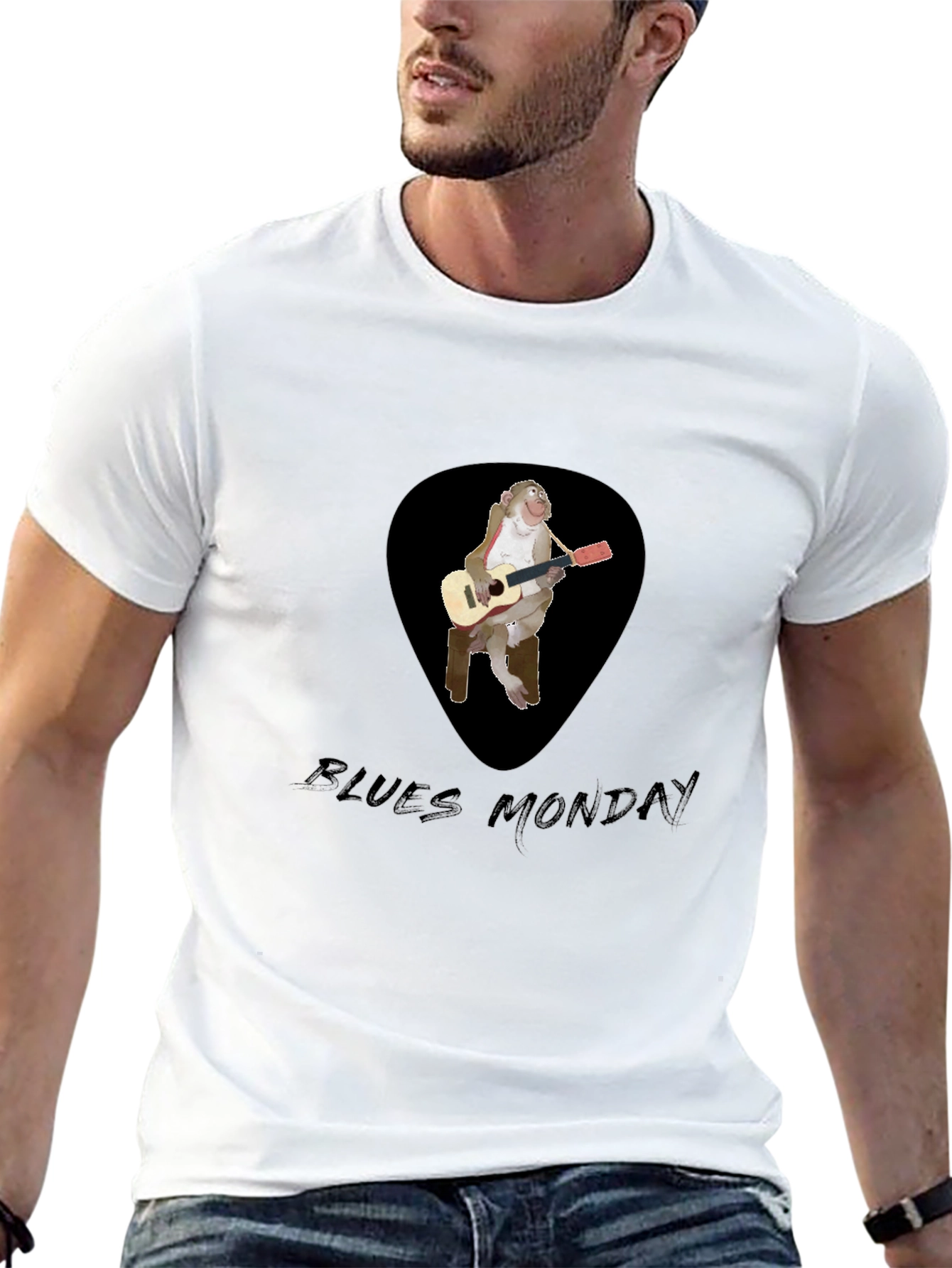 Blues Monkey Guitarist Black T-Shirt