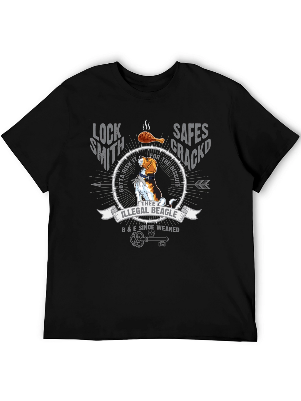 Illegal Beagle T-Shirt: Locksmith Safe Cracker Design