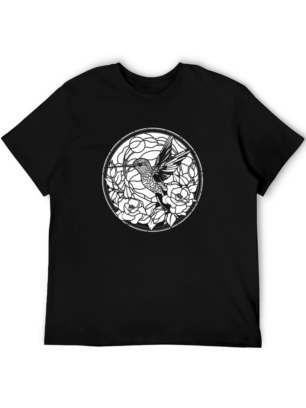 Hummingbird Floral Graphic Black T-Shirt