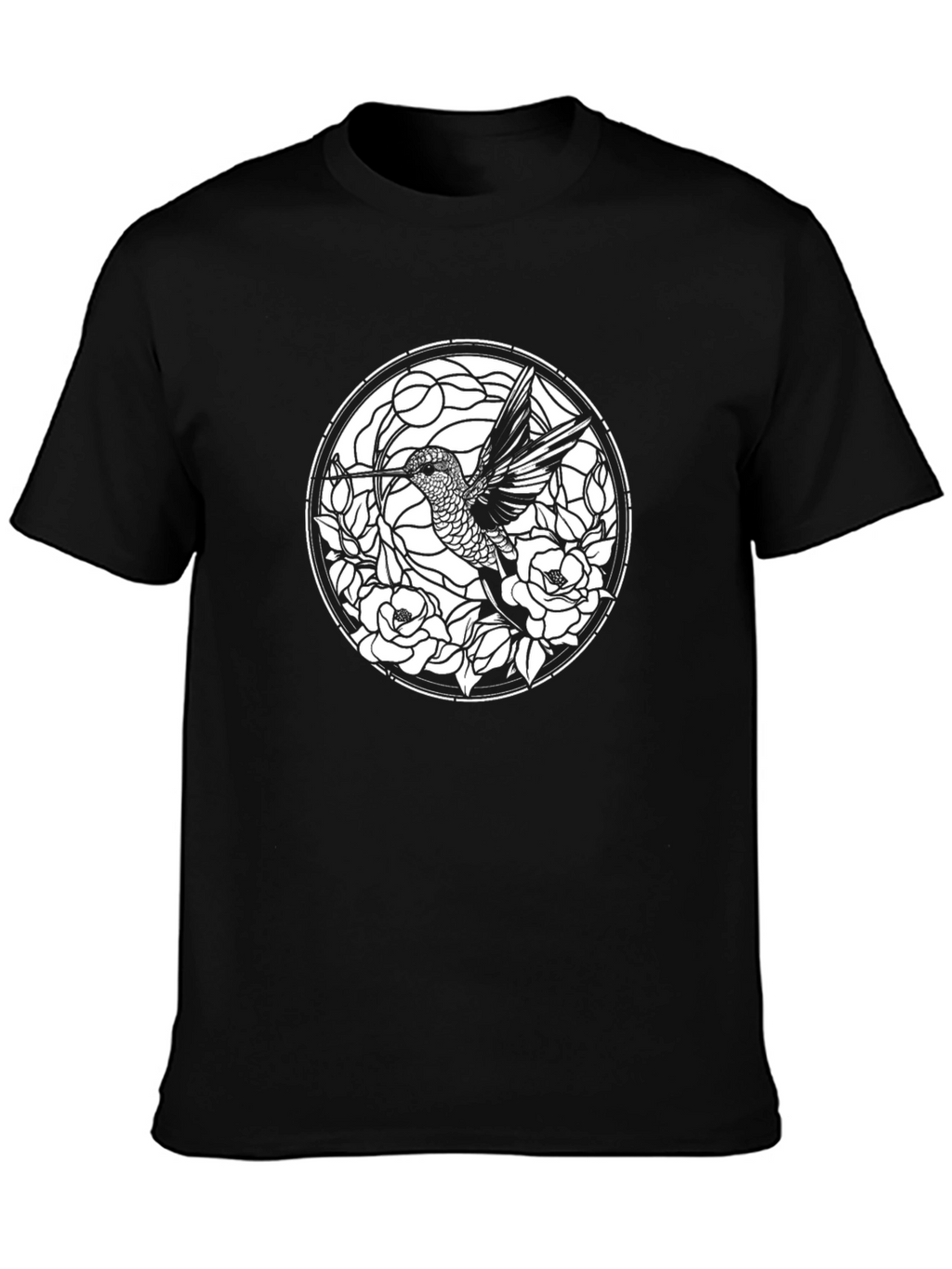 Hummingbird Floral Graphic Black T-Shirt