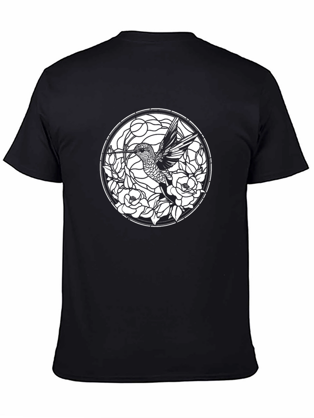 Hummingbird Floral Graphic Black T-Shirt
