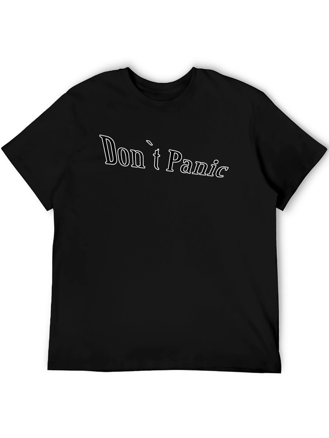 Dont Panic T-Shirt - Black Cotton Casual Tee