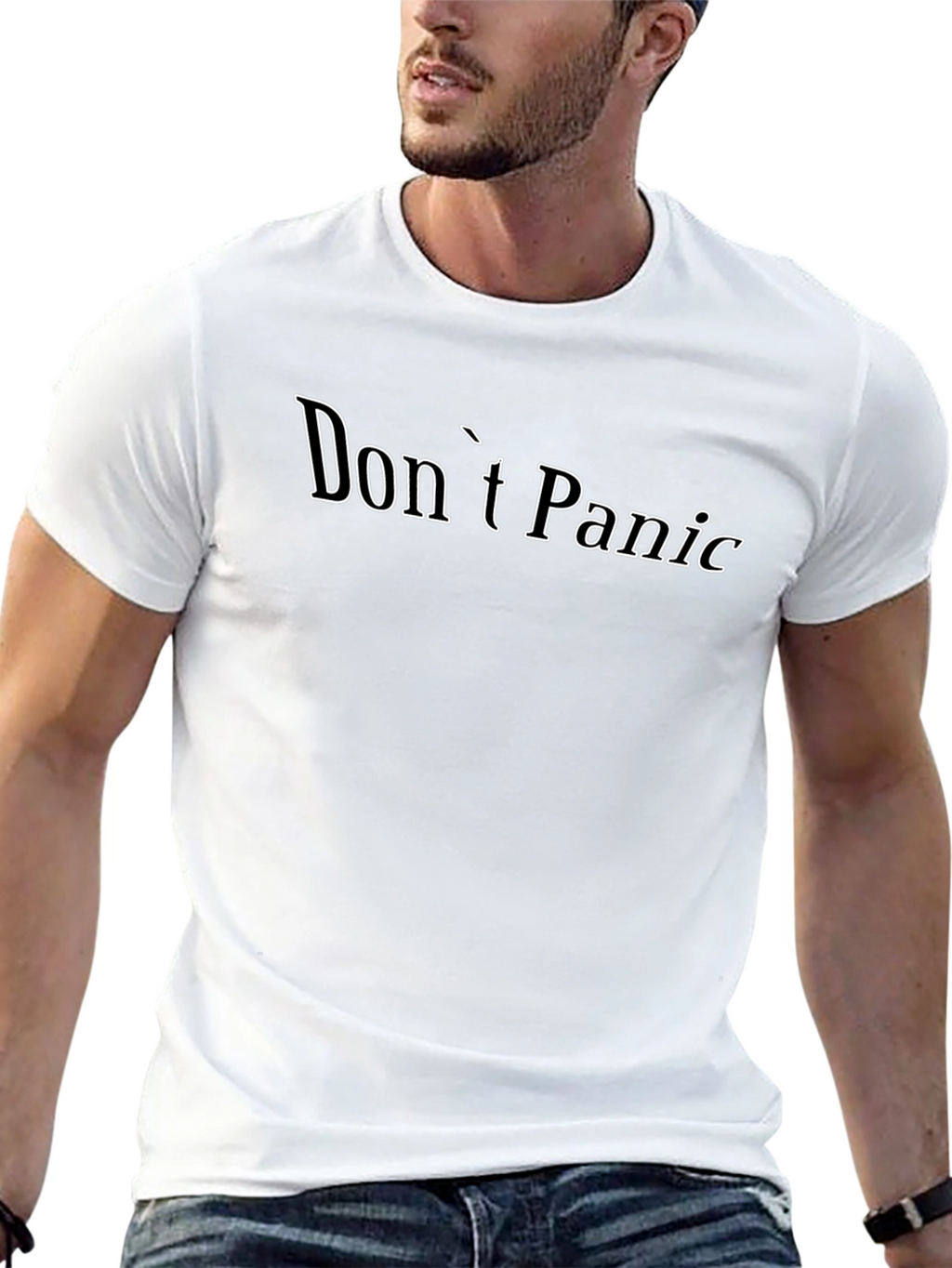 Dont Panic T-Shirt - Black Cotton Casual Tee