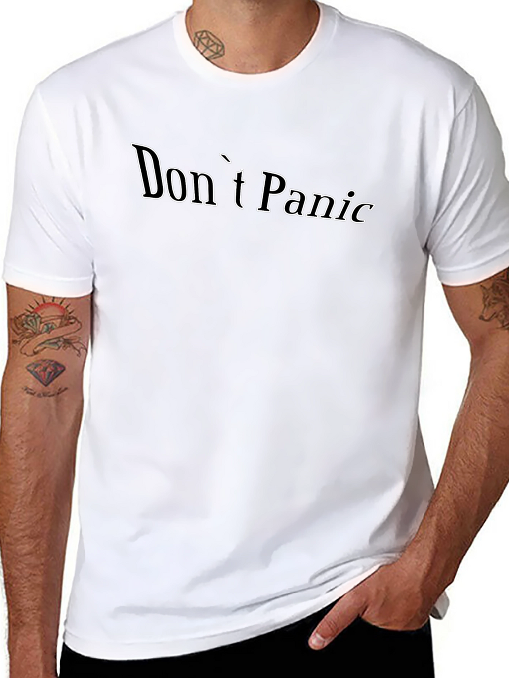 Dont Panic T-Shirt - Black Cotton Casual Tee