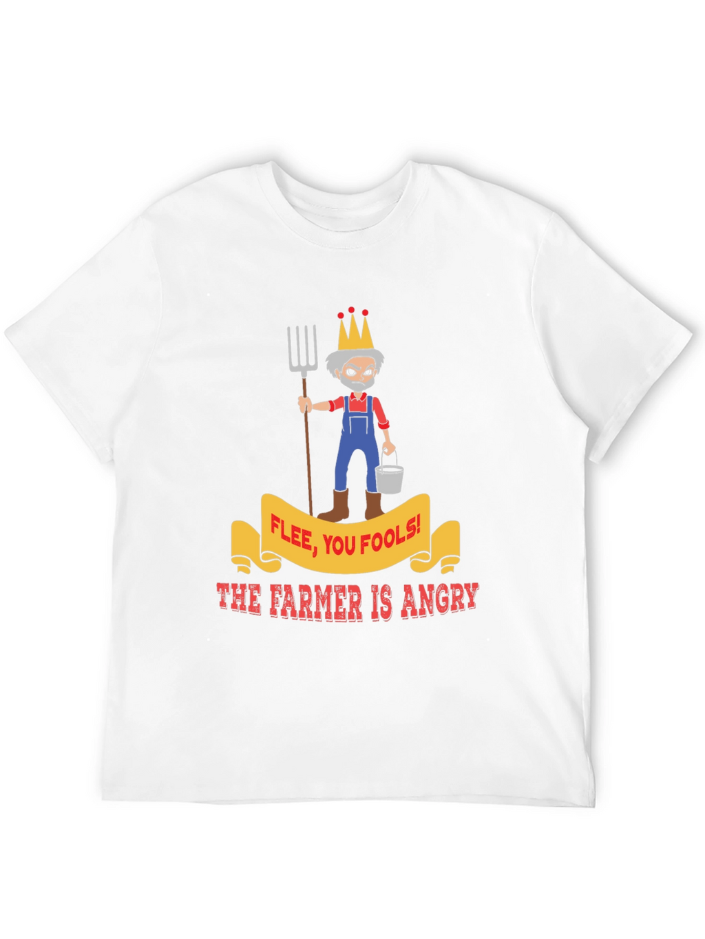 Angry Farmer Graphic Tee - Flee You Fools!