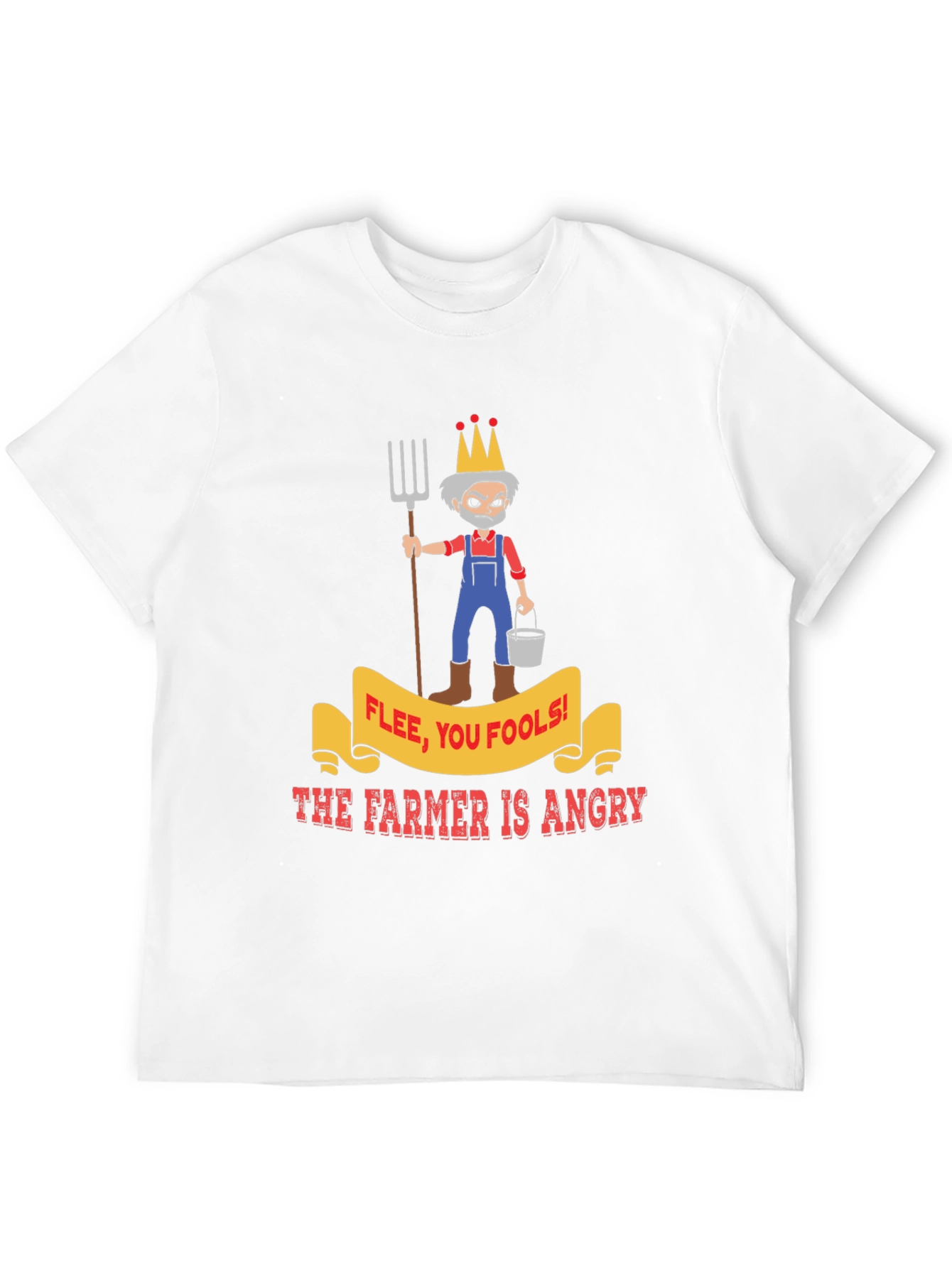 Angry Farmer Graphic Tee - Flee You Fools!