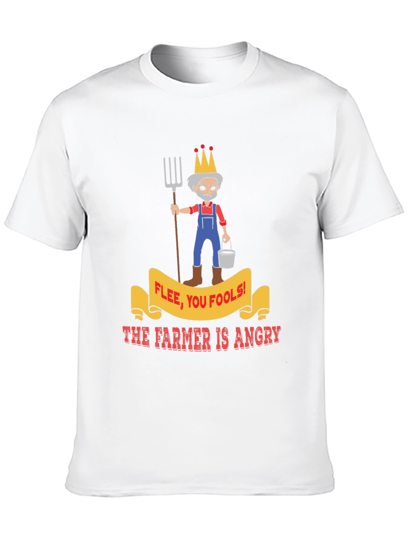 Angry Farmer Graphic Tee - Flee You Fools!