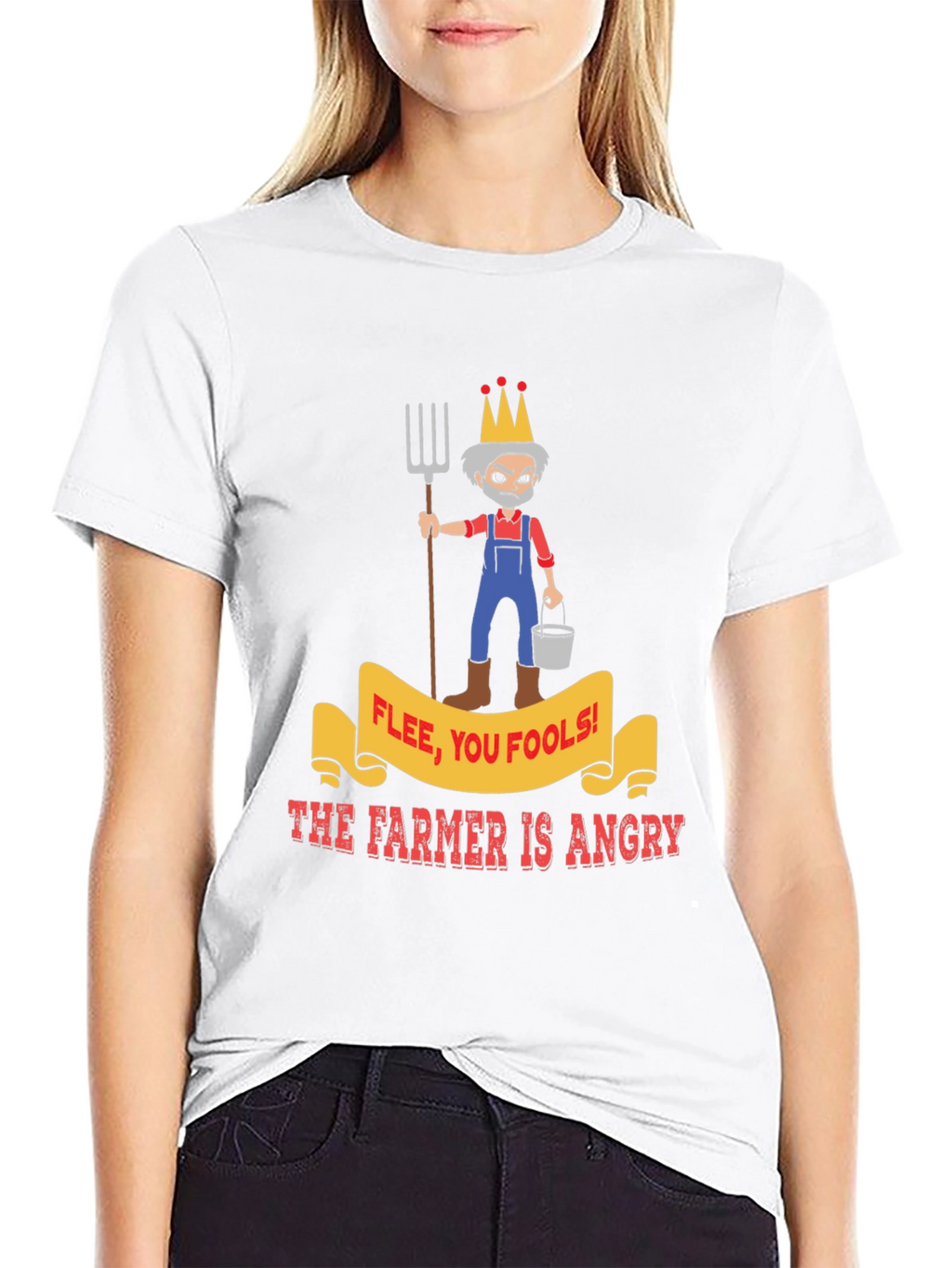 Angry Farmer Graphic Tee - Flee You Fools!