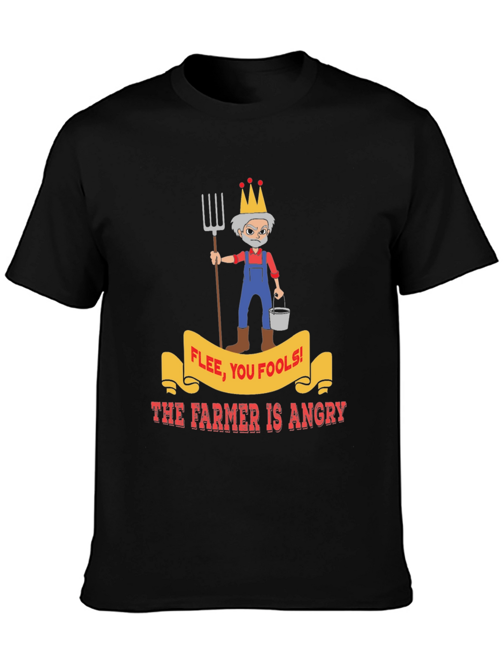 Angry Farmer Graphic Tee - Flee You Fools!