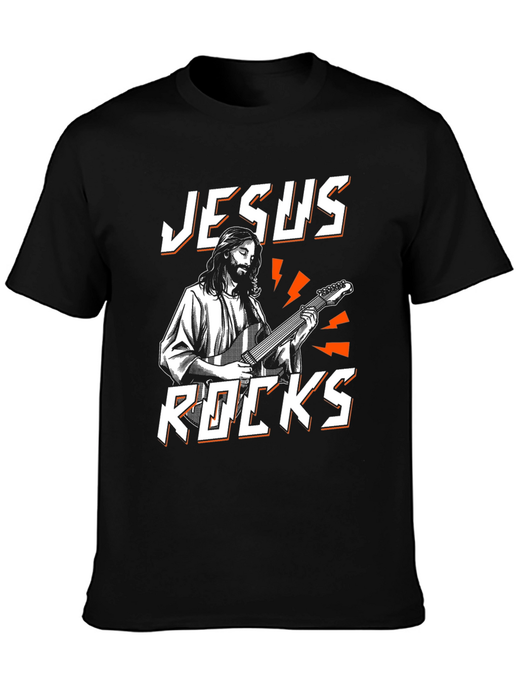 Jesus Rocks Graphic Black T-Shirt