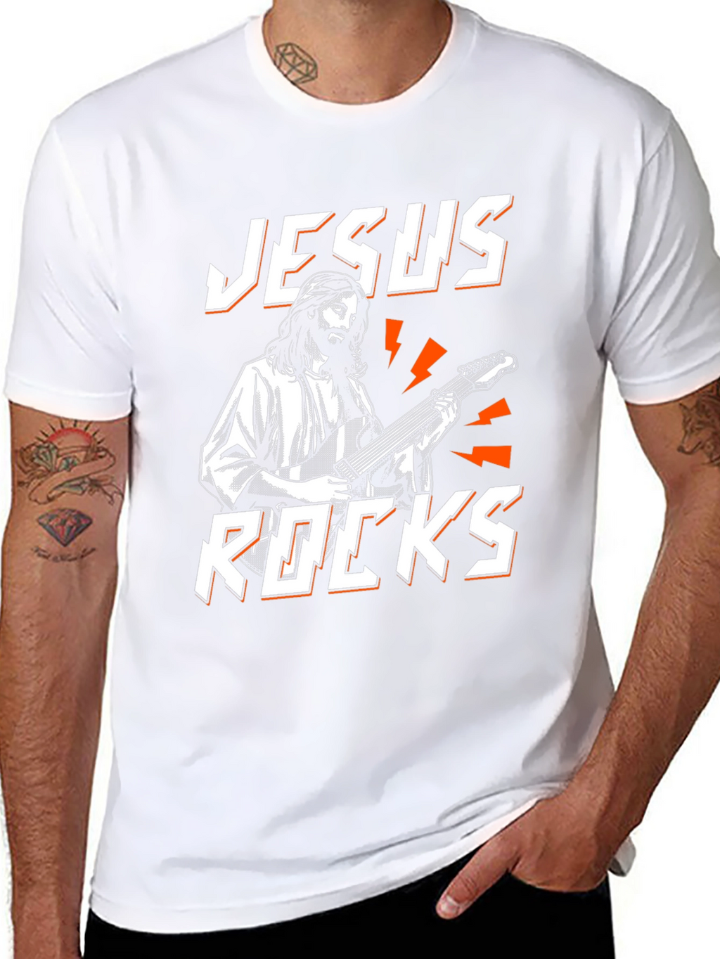 Jesus Rocks Graphic Black T-Shirt