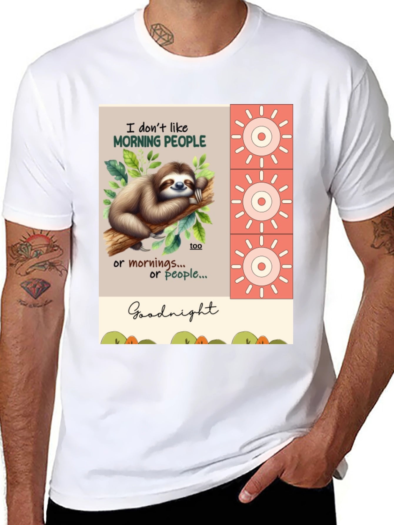 Funny Sloth T-Shirt - Morning People? Goodnight!