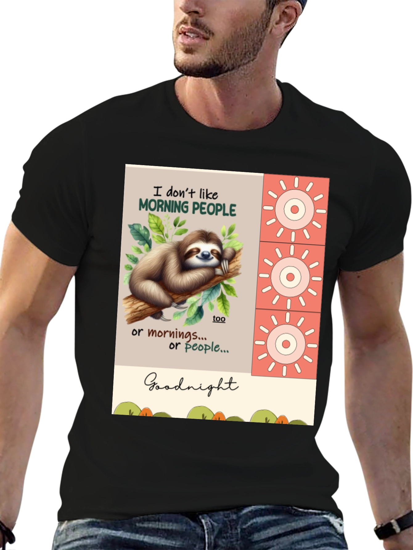 Funny Sloth T-Shirt - Morning People? Goodnight!