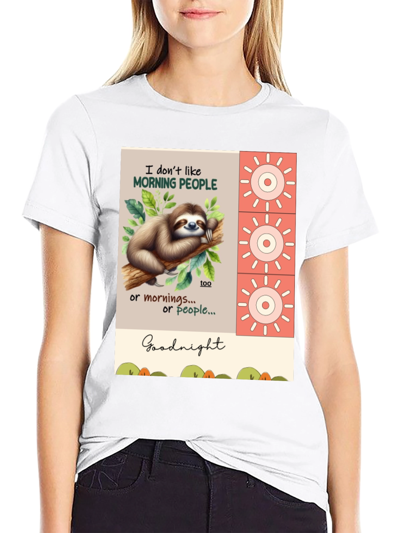 Funny Sloth T-Shirt - Morning People? Goodnight!