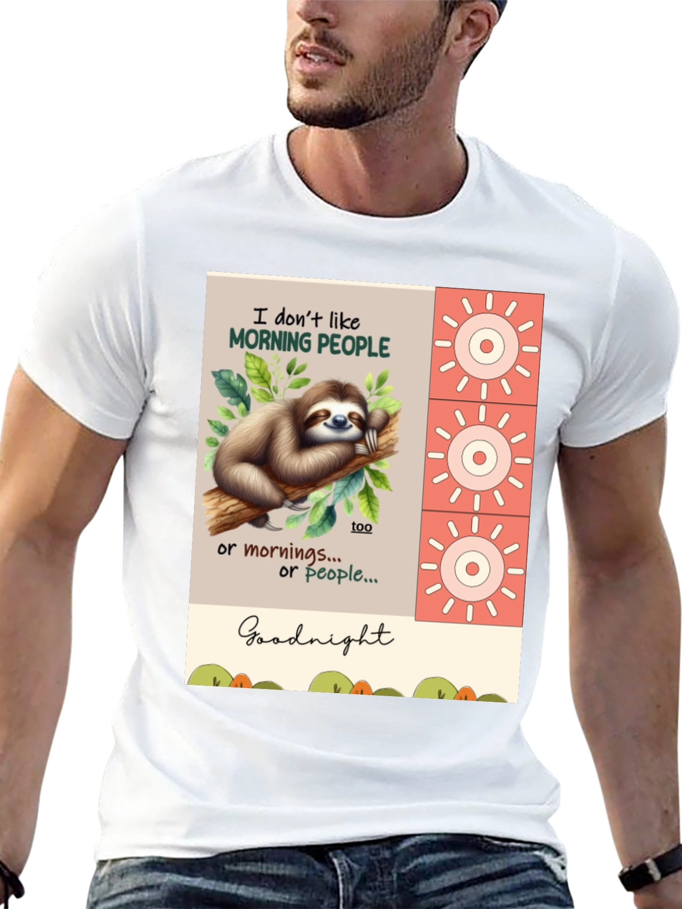 Funny Sloth T-Shirt - Morning People? Goodnight!