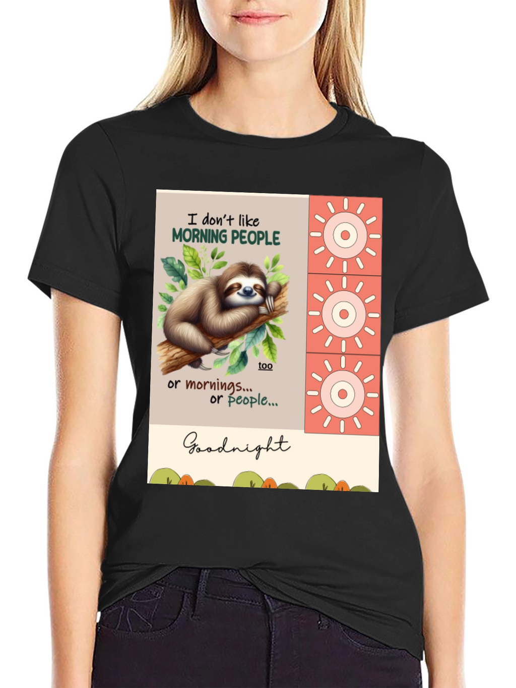 Funny Sloth T-Shirt - Morning People? Goodnight!