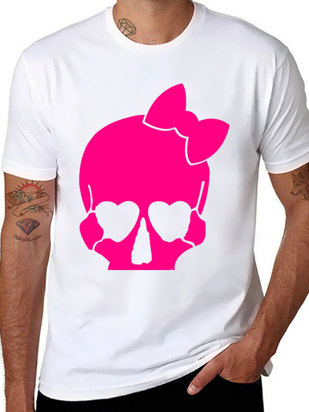 Skull Bow T-Shirt - Pink Gothic Style