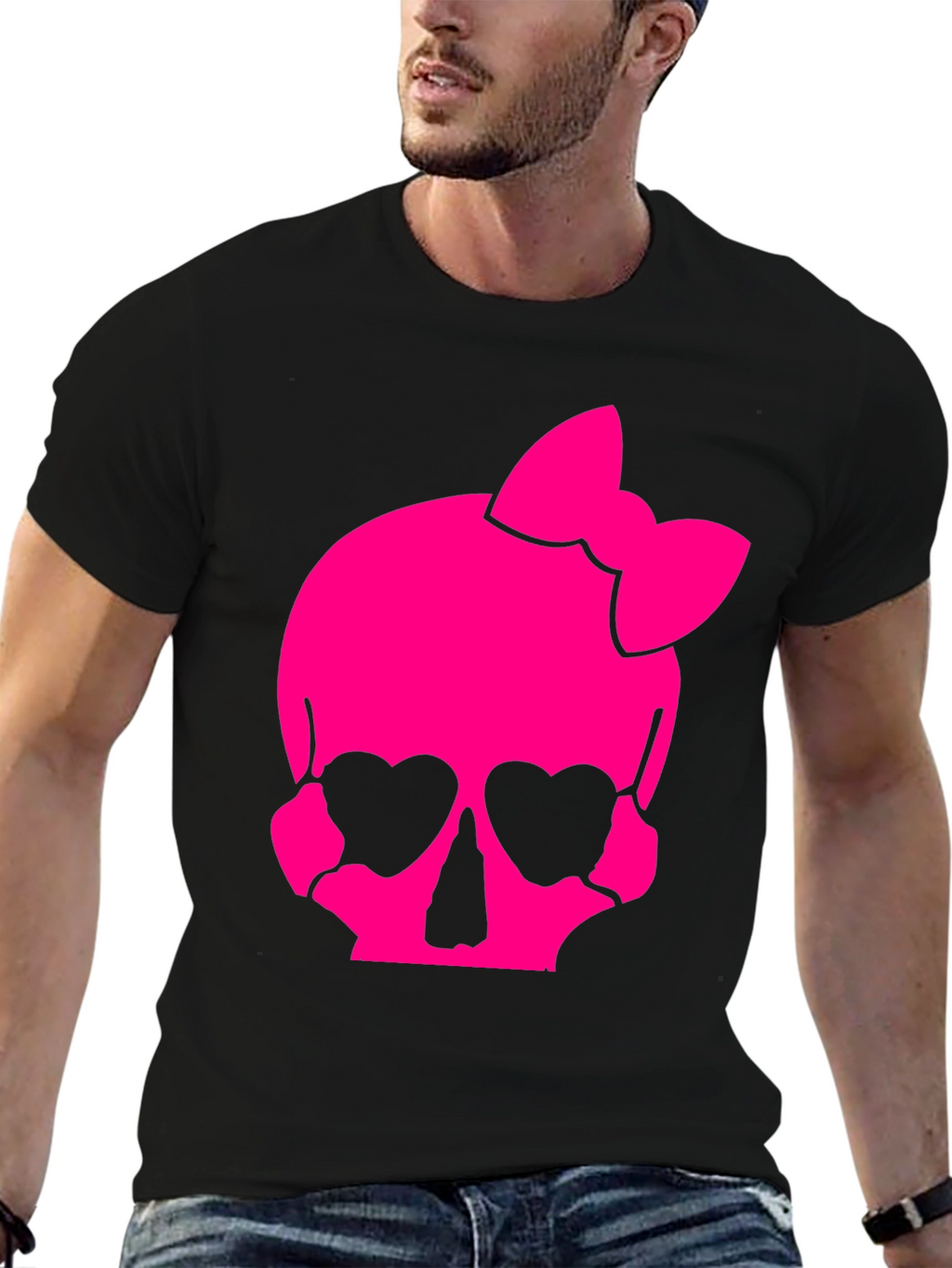 Skull Bow T-Shirt - Pink Gothic Style