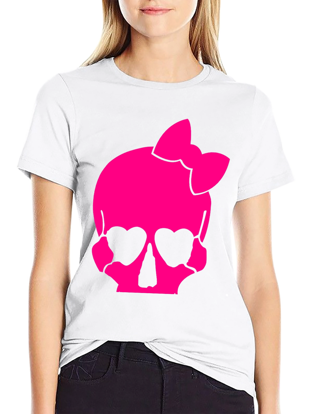 Skull Bow T-Shirt - Pink Gothic Style