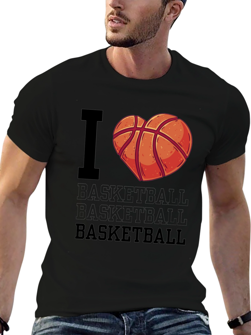 I Love Basketball T-Shirt - Heart Design