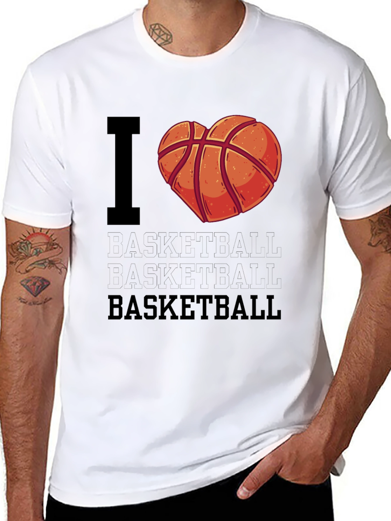 I Love Basketball T-Shirt - Heart Design