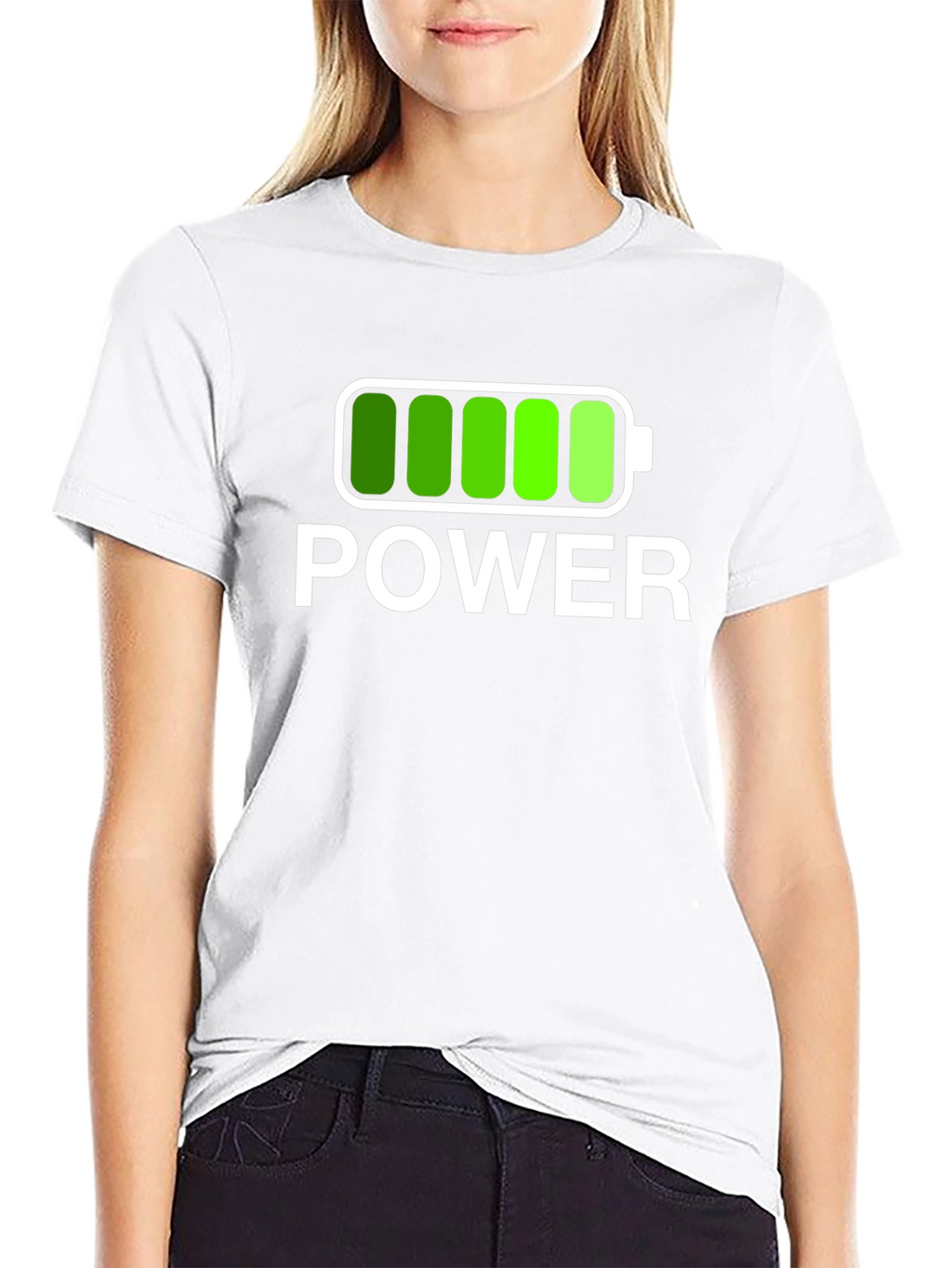 Power Graphic Black T-Shirt Full Battery Charged Design