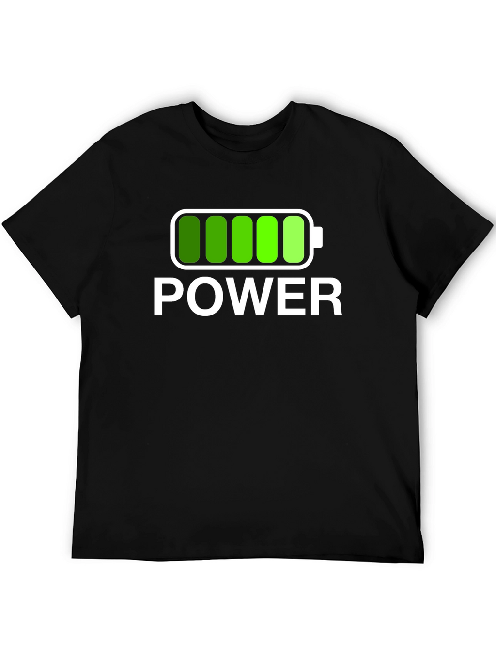 Power Graphic Black T-Shirt Full Battery Charged Design