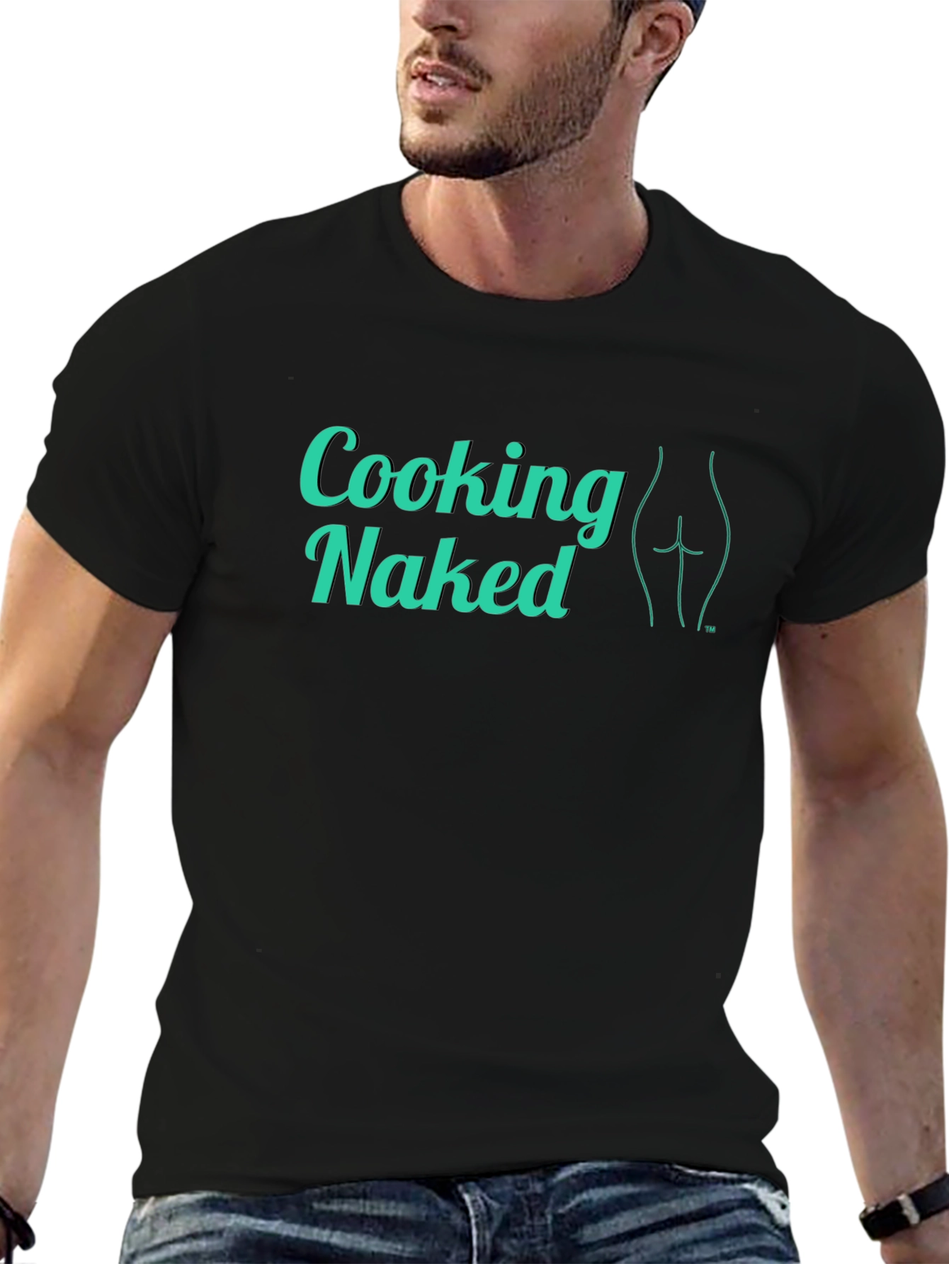 Cooking Naked Graphic Tee - Funny Novelty Shirt