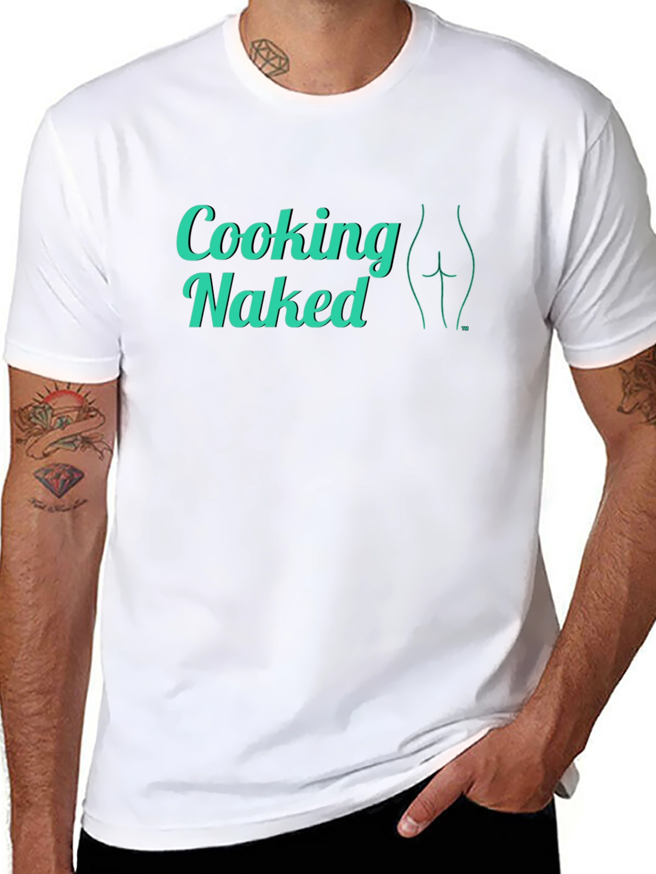 Cooking Naked Graphic Tee - Funny Novelty Shirt