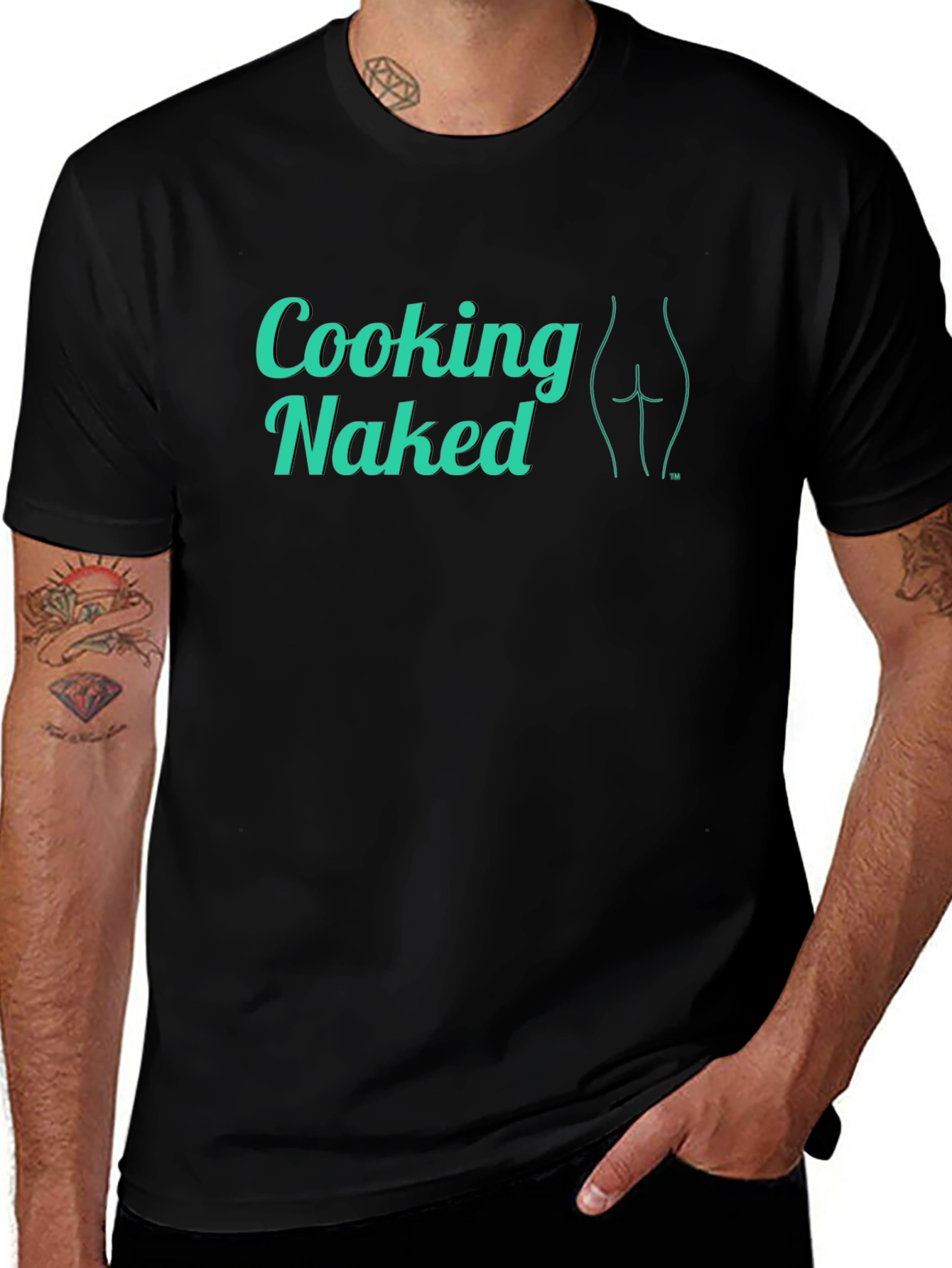 Cooking Naked Graphic Tee - Funny Novelty Shirt