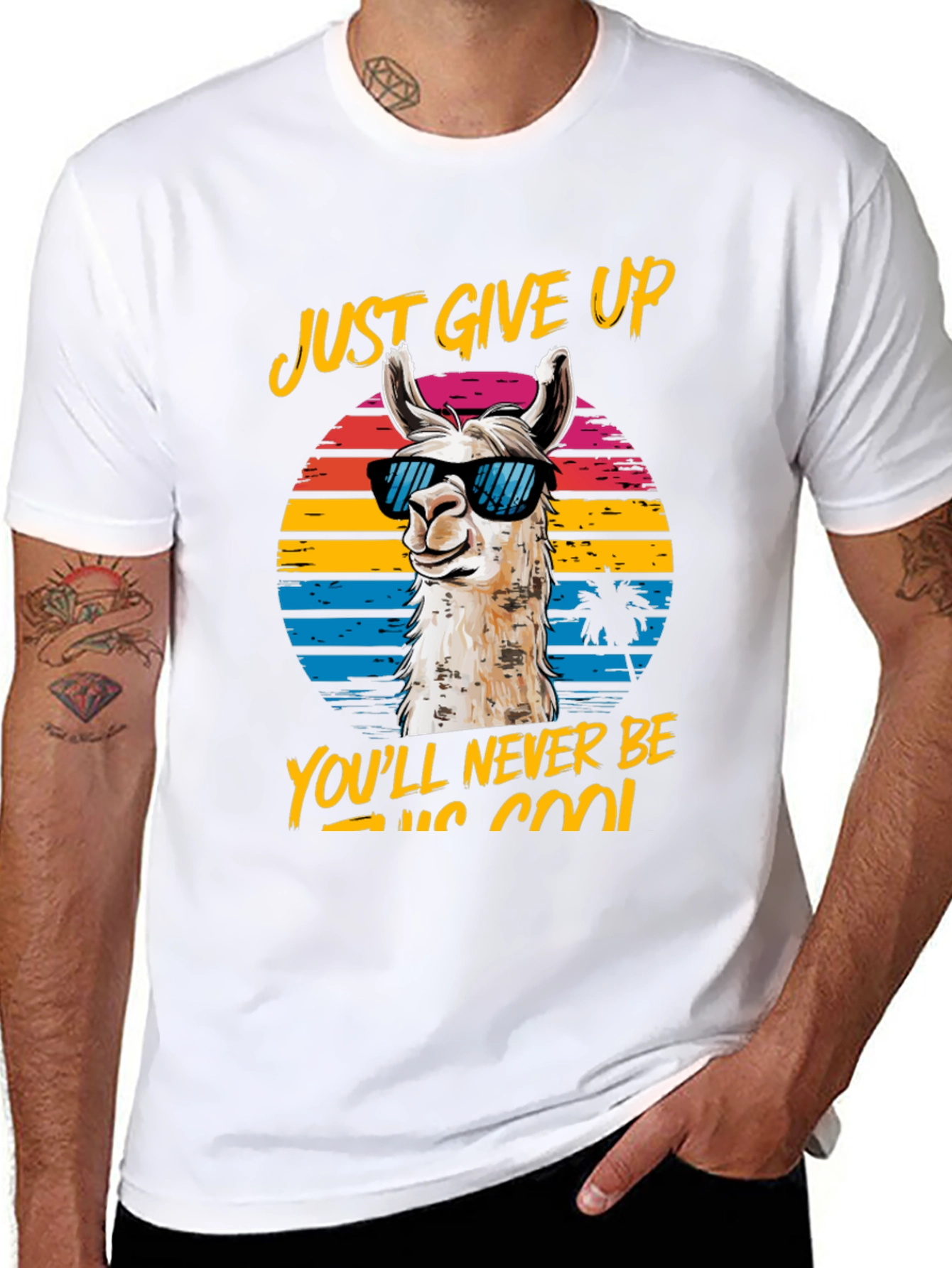 Cool Llama Graphic Tee - Just Give Up!
