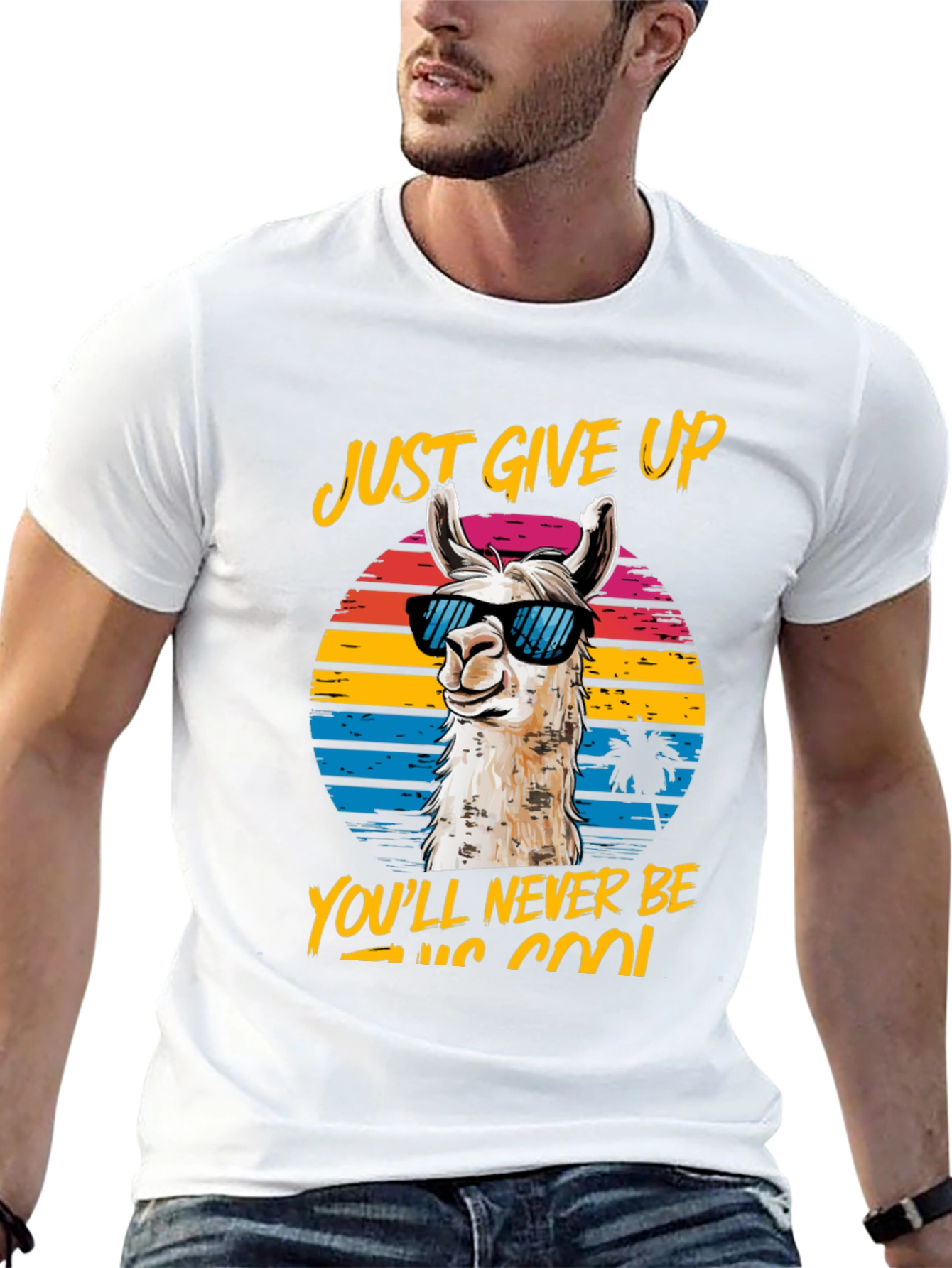 Cool Llama Graphic Tee - Just Give Up!