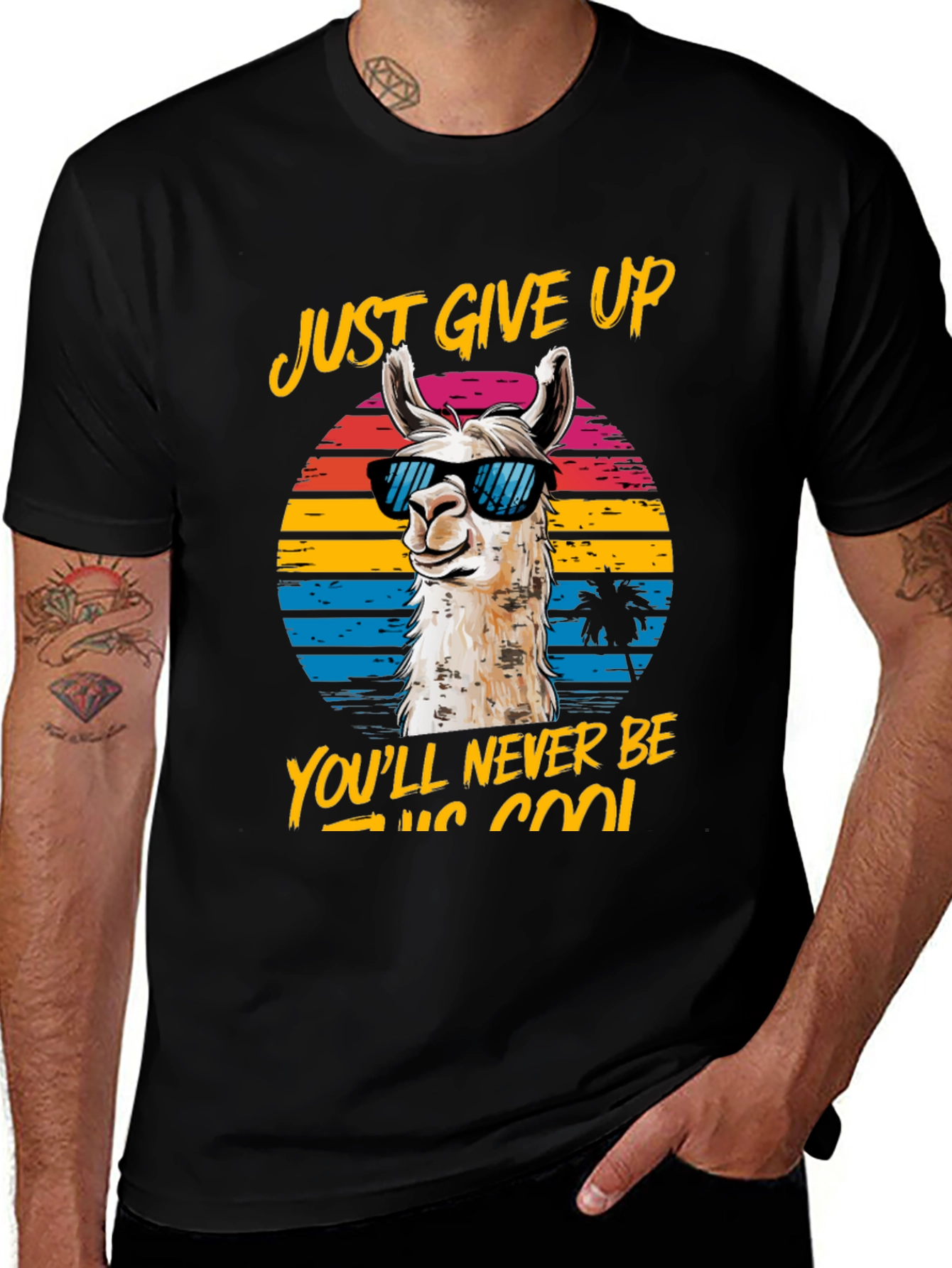 Cool Llama Graphic Tee - Just Give Up!