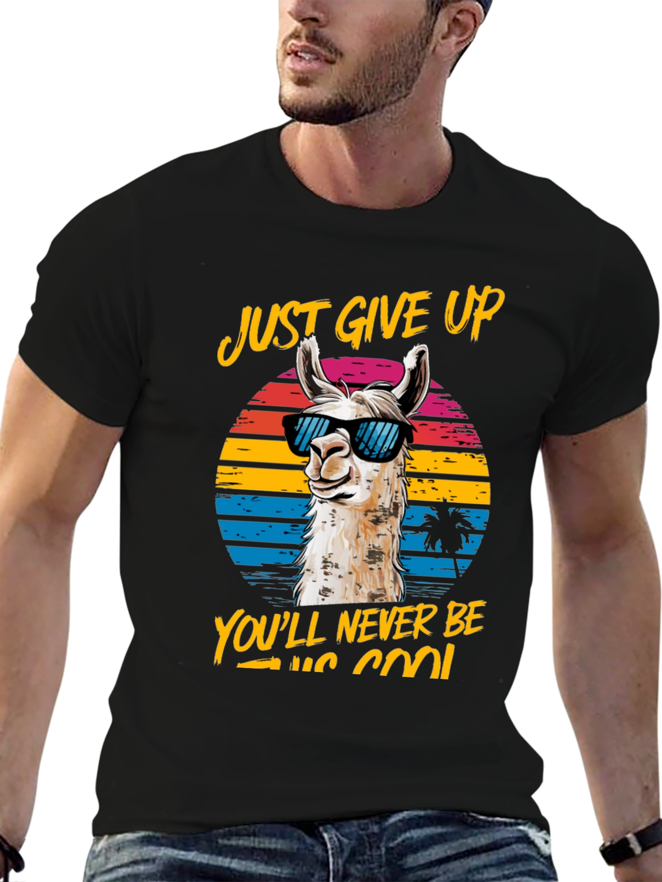 Cool Llama Graphic Tee - Just Give Up!