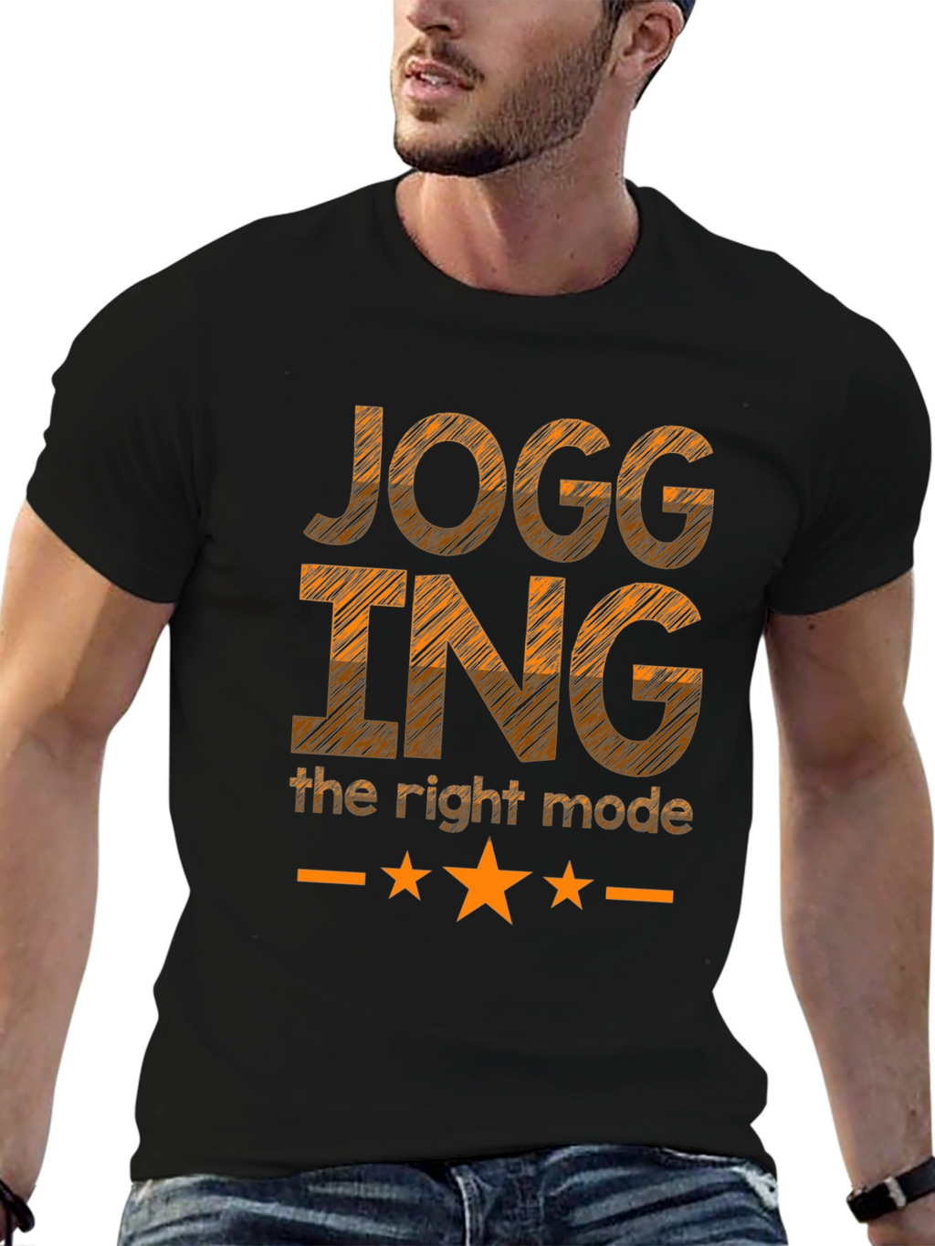 Jogging - The Right Mode Black Graphic T-Shirt
