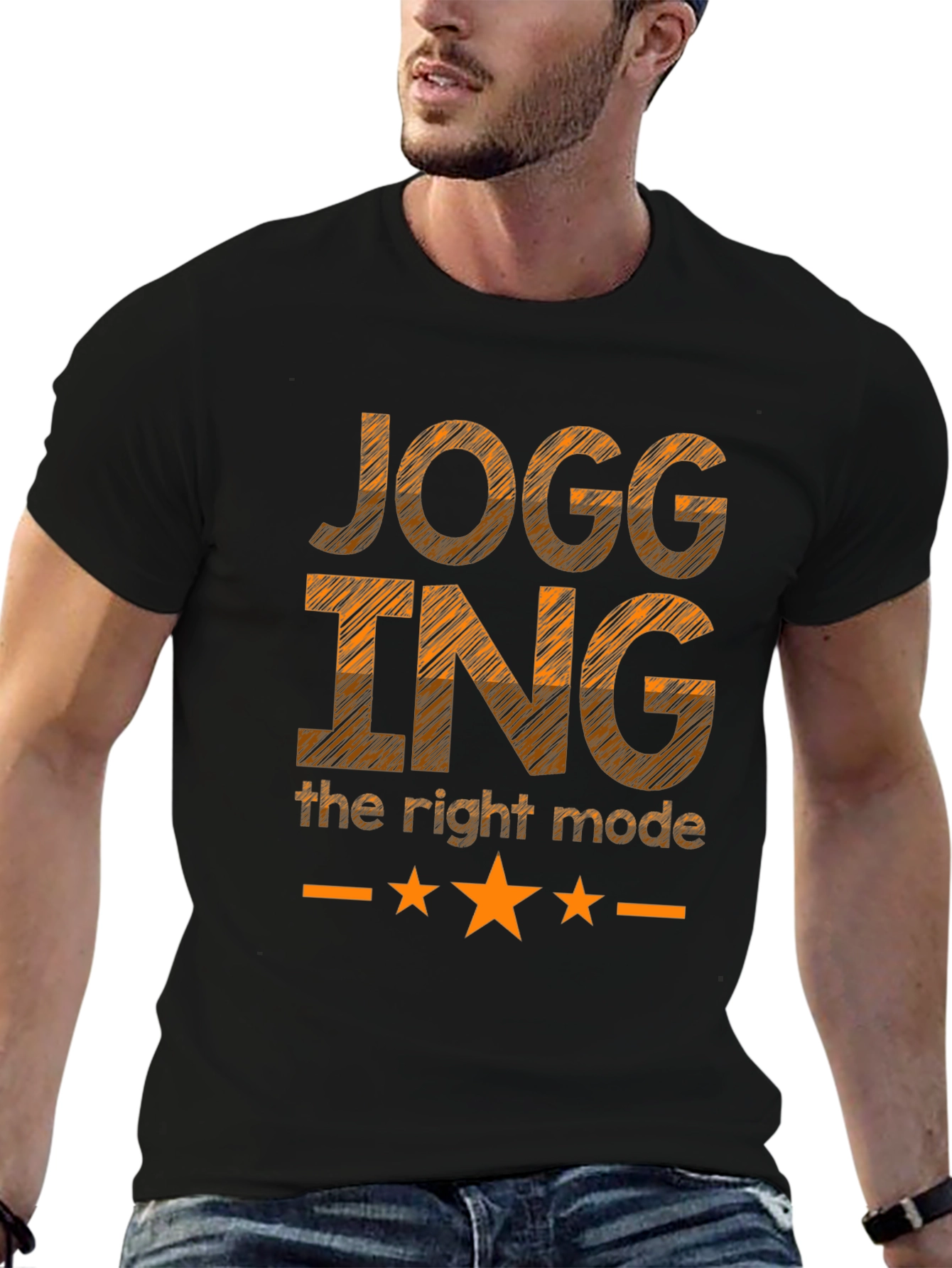 Jogging - The Right Mode Black Graphic T-Shirt